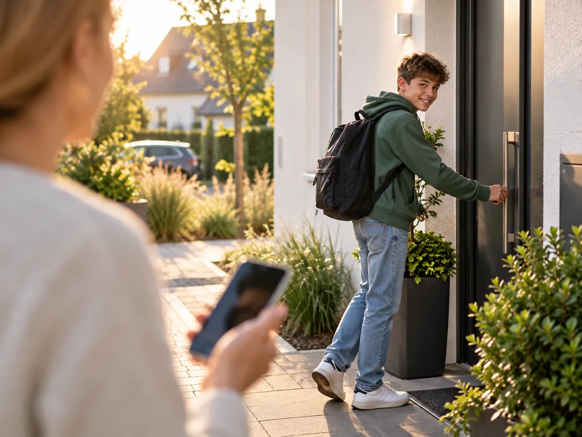 Jugendlicher kommt am späten Nachmittag zu Hause an
